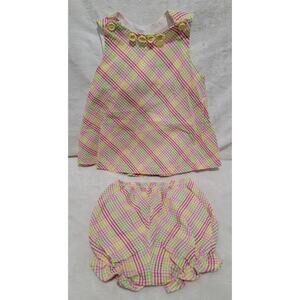Vintage Alexis Pretty Plaid Dress with Bloomers Size 12 mths